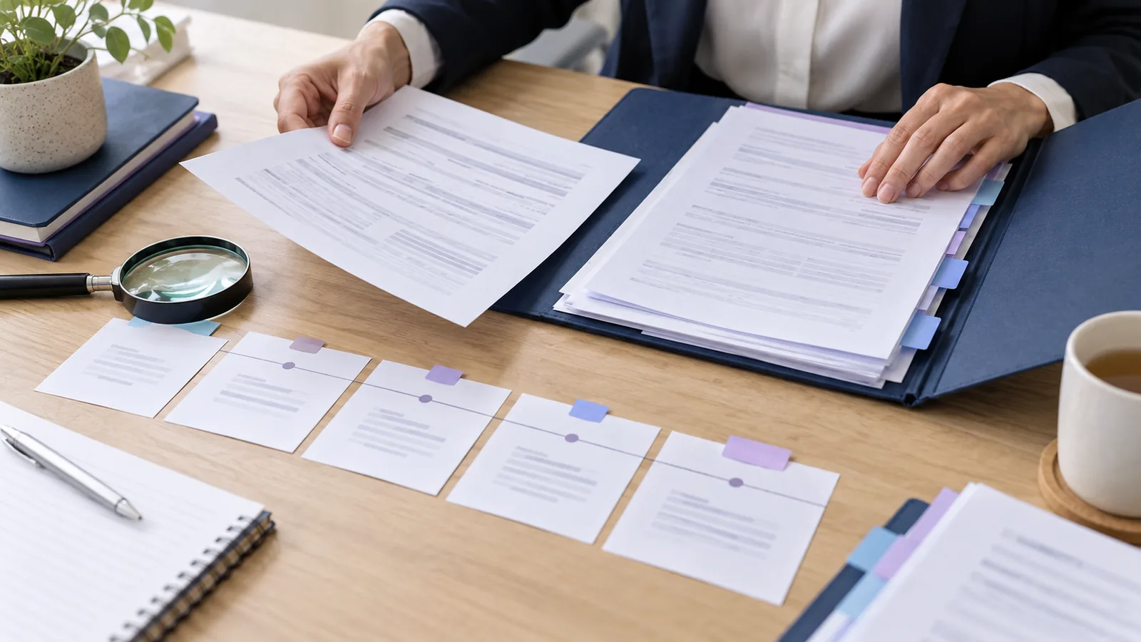 Illustrative review of medical records and a treatment timeline